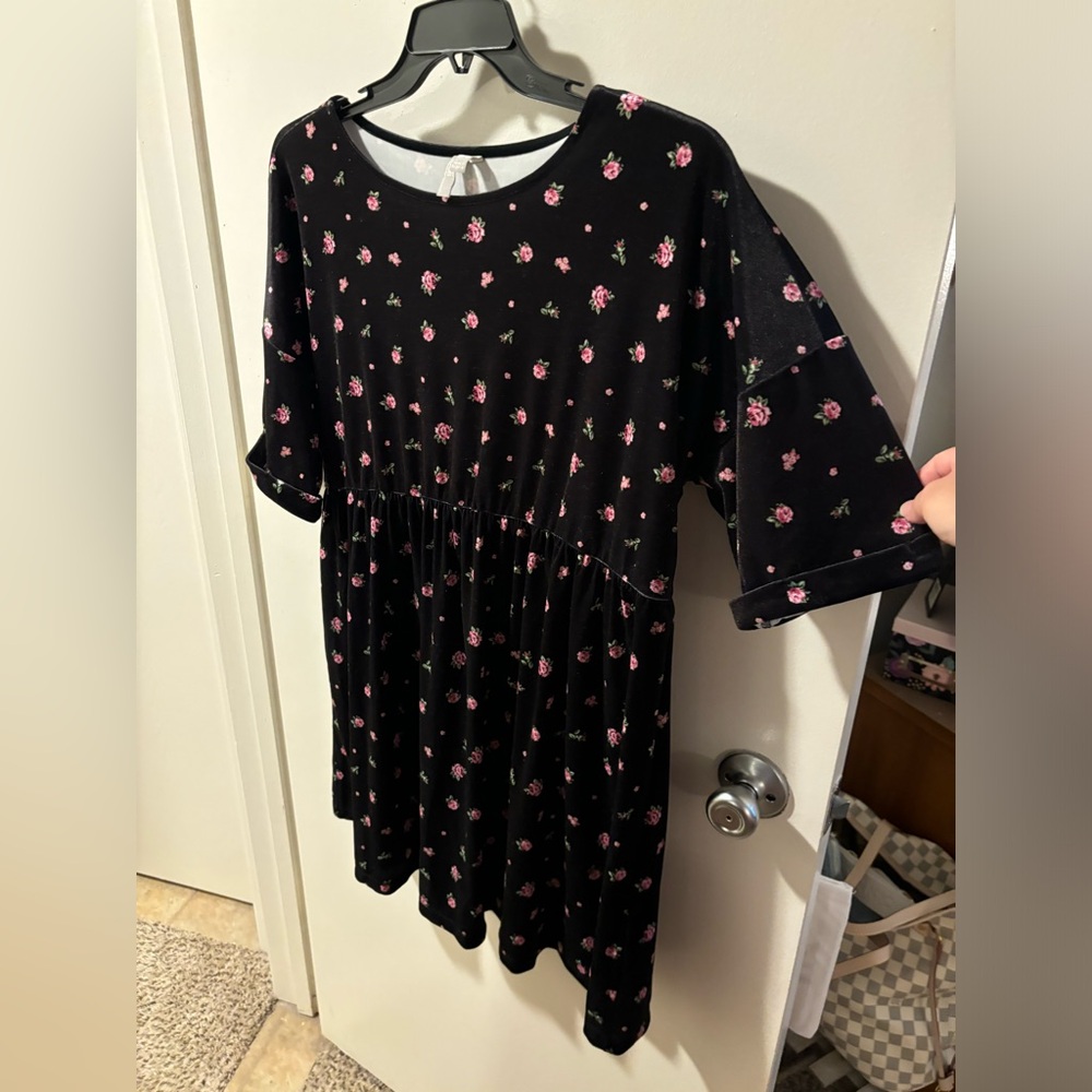 ASOS Babydoll Velvet Floral Dress